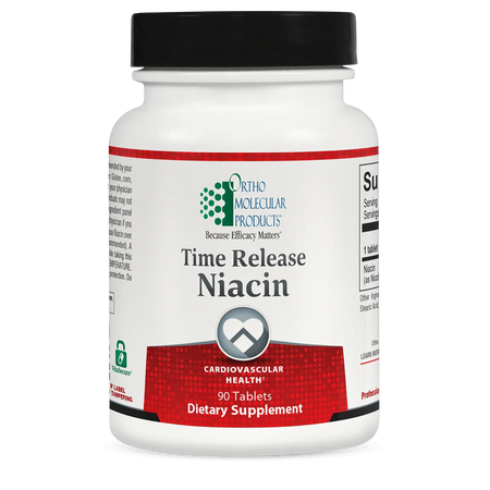 Time Release Niacin supplement bottle for cardiovascular health, 90 tablets, dietary supplement