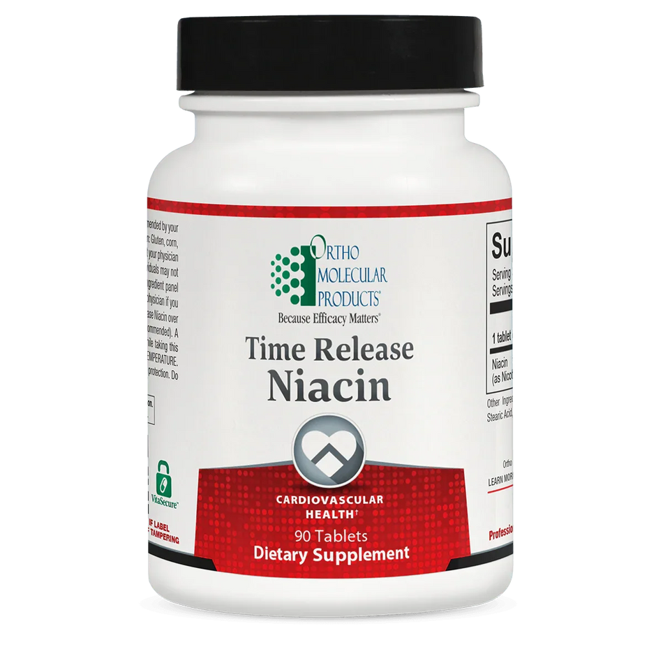 Time Release Niacin supplement bottle for cardiovascular health, 90 tablets, dietary supplement