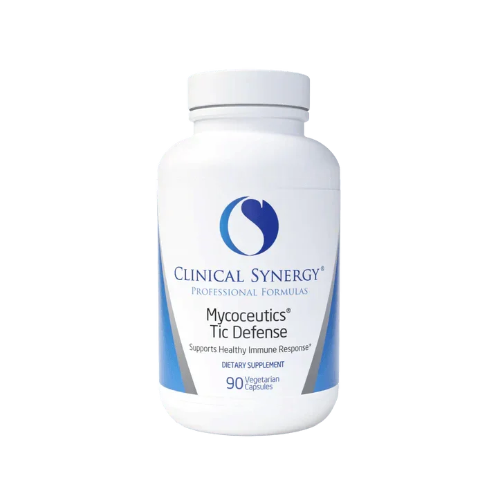 Clinical Synergy Mycoceutics Tic Defense dietary supplement bottle, 90 vegetarian capsules