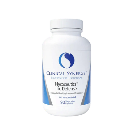 Clinical Synergy Mycoceutics Tic Defense dietary supplement bottle, 90 vegetarian capsules