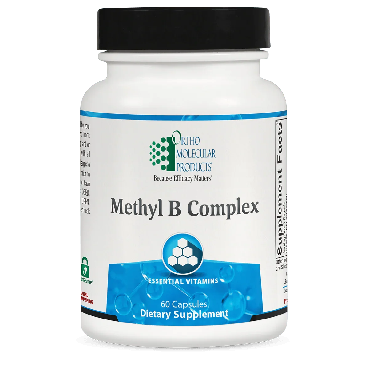 Methyl B Complex supplement bottle with 60 capsules, dietary vitamins label visible