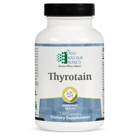 Thyrotain 120 capsules dietary supplement bottle for endocrine health support
