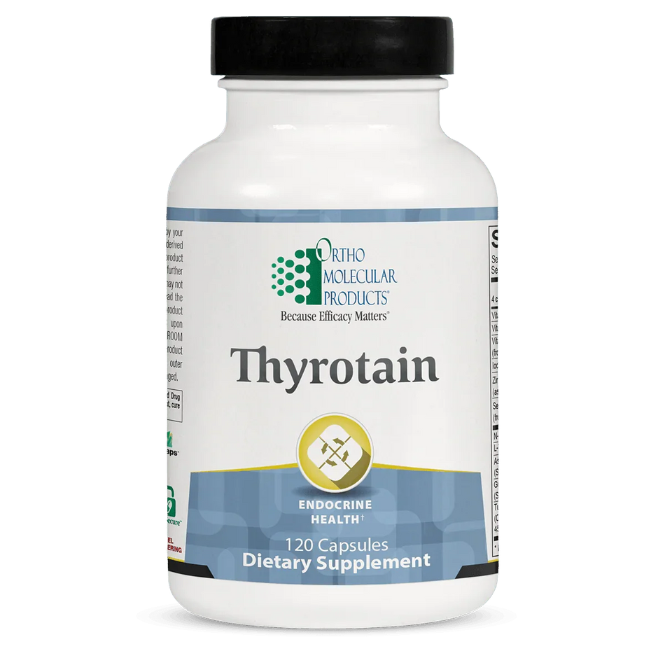 Thyrotain 120 capsules dietary supplement bottle for endocrine health support