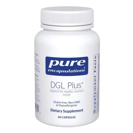 Pure Encapsulations DGL Plus dietary supplement bottle, 60 capsules, for digestive health