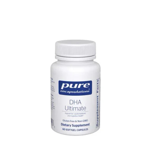 Pure Encapsulations DHA Ultimate dietary supplement bottle, 60 softgel capsules