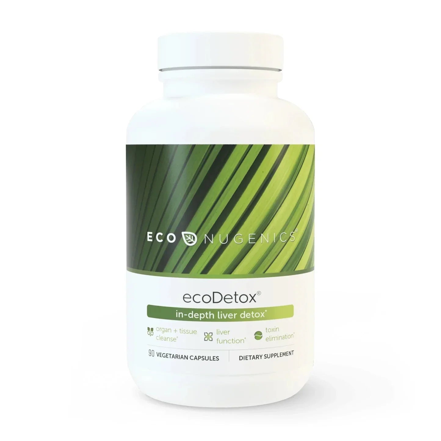 EcoNugenics ecoDetox in-depth liver detox vegetarian capsules dietary supplement bottle