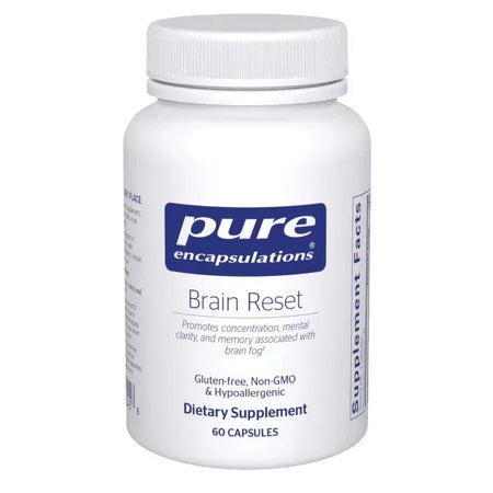 Pure Encapsulations Brain Reset supplement bottle, 60 capsules, supports mental clarity