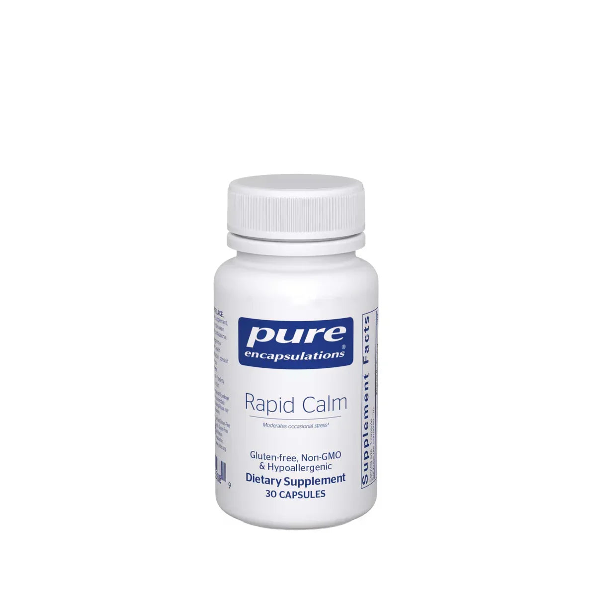 Pure Encapsulations Rapid Calm dietary supplement bottle, 30 capsules, gluten-free