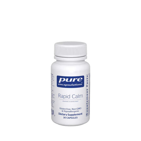 Pure Encapsulations Rapid Calm dietary supplement bottle, 30 capsules, gluten-free