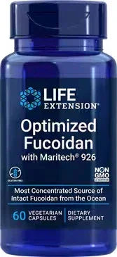Bottle of Life Extension Optimized Fucoidan Maritech 926 dietary supplement, 60 capsules