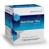 NutriClear Plus metabolic cleanse supplement box with blue and white design