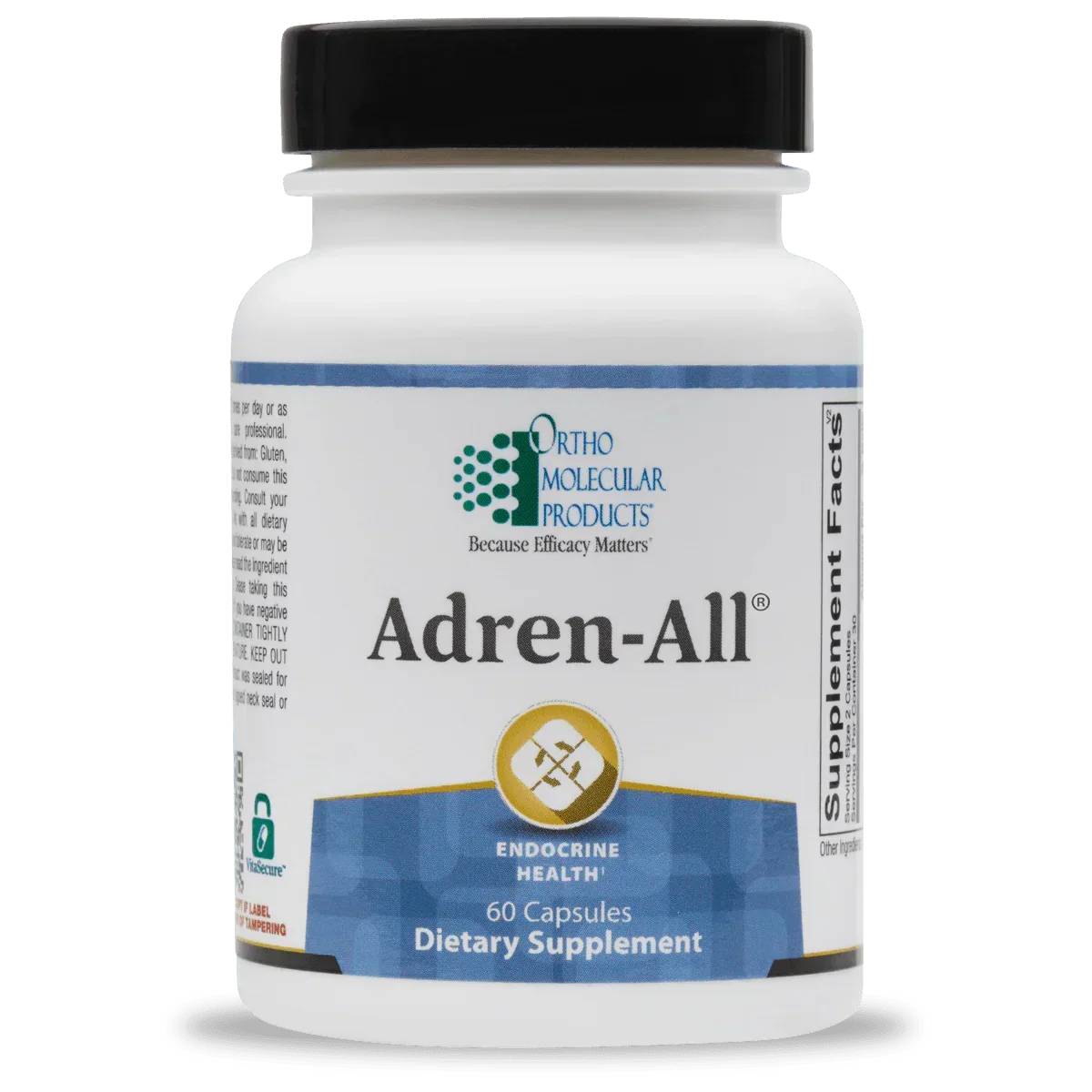 Adren-All dietary supplement bottle with 60 capsules for endocrine health