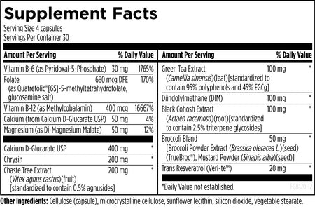Supplement facts label listing vitamins, minerals, herbal extracts, and blend ingredients.