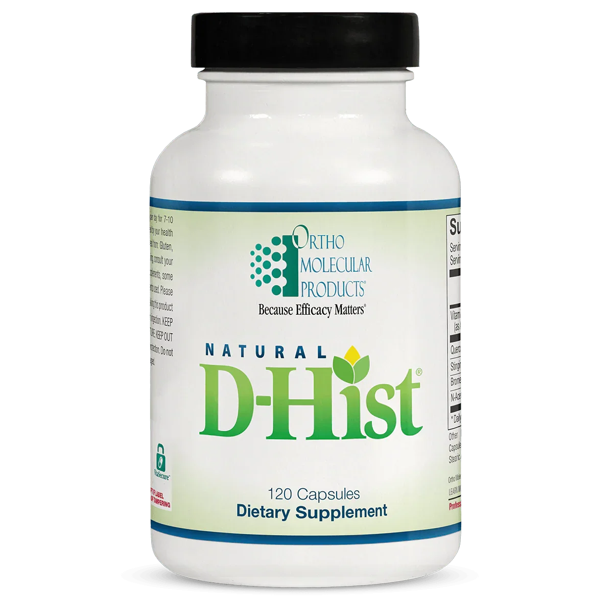 Natural D-Hist 120 capsules dietary supplement bottle for immune and respiratory support
