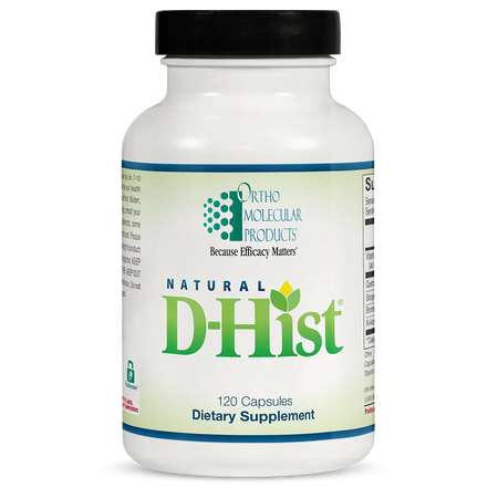 Natural D-Hist 120 capsules dietary supplement bottle for immune and respiratory support