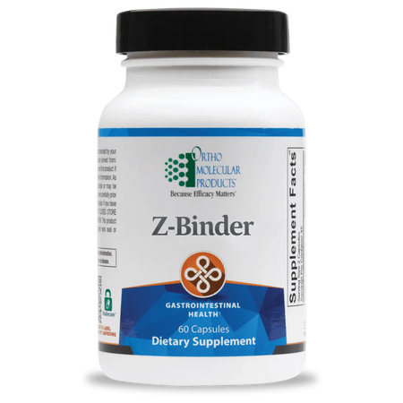 Z-Binder dietary supplement bottle for gastrointestinal health, 60 capsules, Ortho Molecular Products
