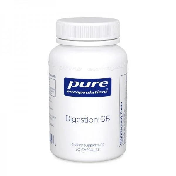 Pure Encapsulations Digestion GB dietary supplement bottle, 90 capsules, white label