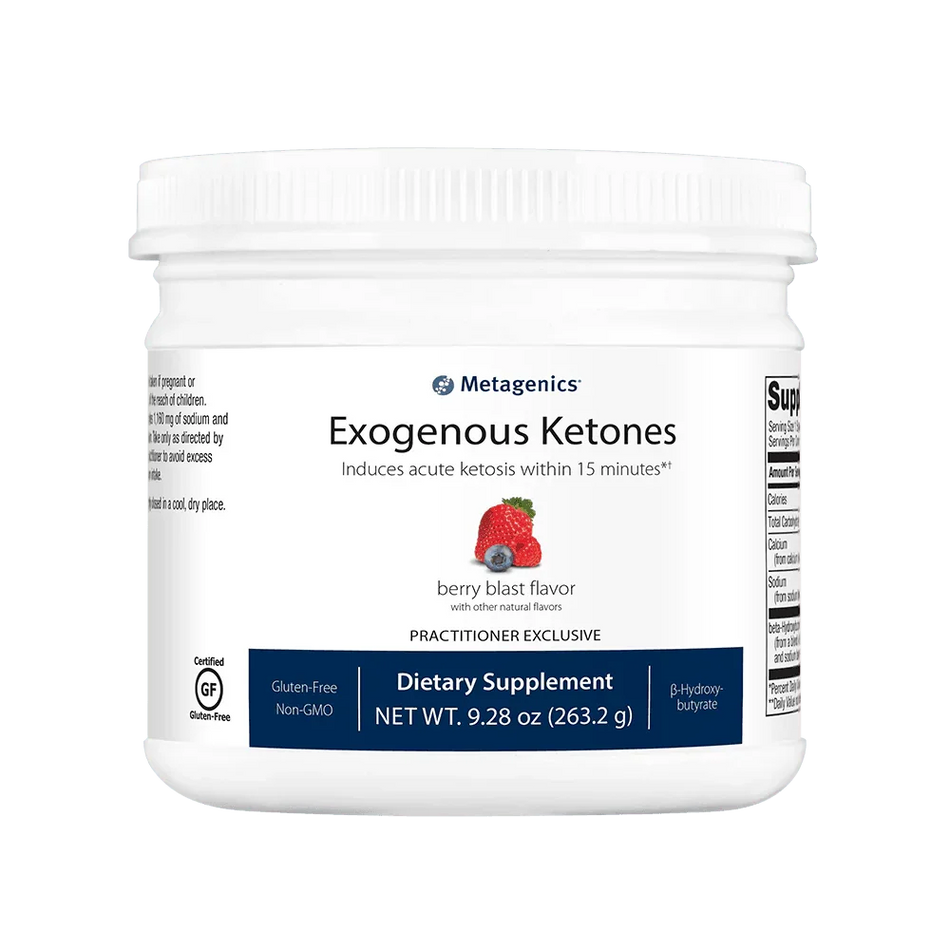 Exogenous Ketones dietary supplement berry blast flavor, practitioner exclusive, 9.28 oz jar