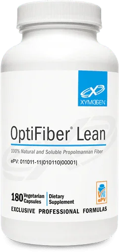OptiFiber Lean dietary supplement bottle with 180 vegetarian capsules for digestive health.