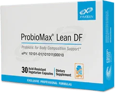 ProbioMax Lean DF probiotic supplement box, 30 acid-resistant vegetarian capsules