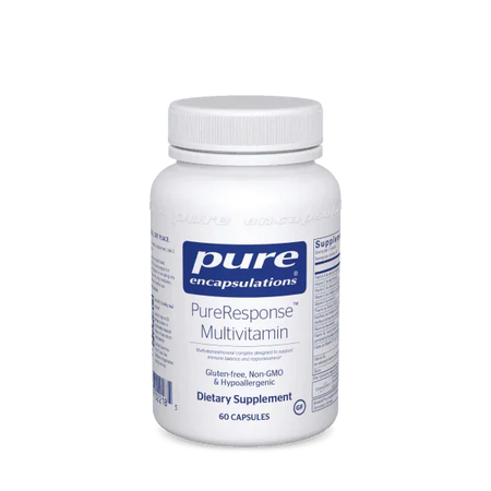 PureResponse Multivitamin dietary supplement bottle with 60 capsules, gluten-free, non-GMO.