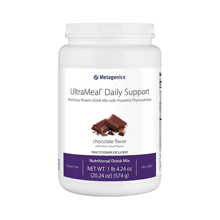 UltraMeal Daily Support chocolate flavor nutritional drink mix container with chocolate pieces