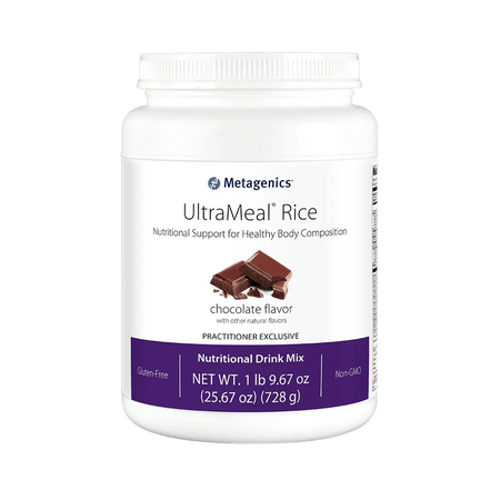 UltraMeal Rice chocolate flavor nutritional drink mix container, gluten-free and non-GMO