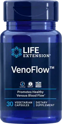 Life Extension VenoFlow dietary supplement bottle for healthy venous blood flow, 30 capsules