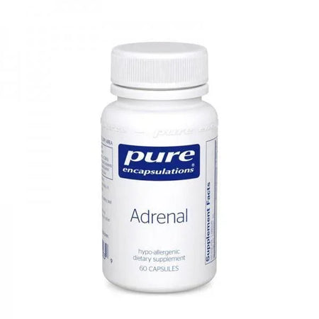 Pure Encapsulations Adrenal supplement bottle with 60 capsules for adrenal support