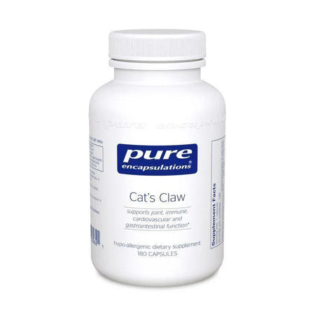Pure Encapsulations Cat's Claw supplement bottle, 180 capsules, dietary support