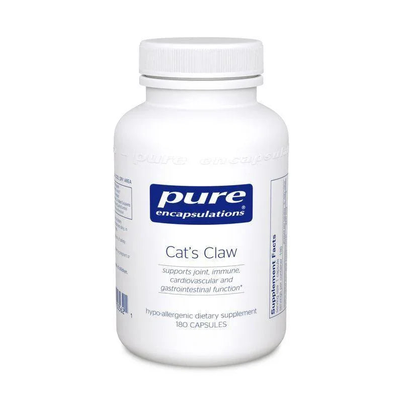Pure Encapsulations Cat's Claw supplement bottle, 180 capsules, dietary support