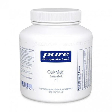 Pure Encapsulations Cal/Mag malate 2:1 dietary supplement bottle with 180 capsules