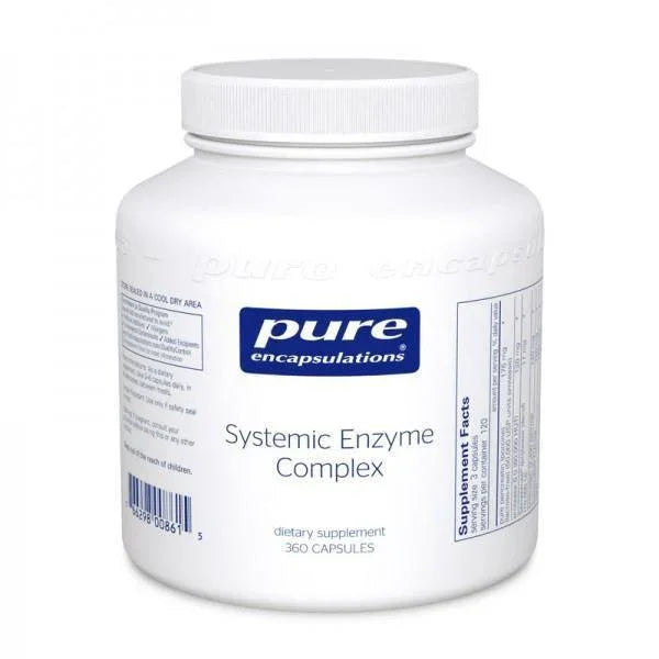 Pure Encapsulations Systemic Enzyme Complex dietary supplement bottle, 360 capsules