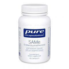 Pure Encapsulations SAMe supplement bottle, 90 capsules, white label