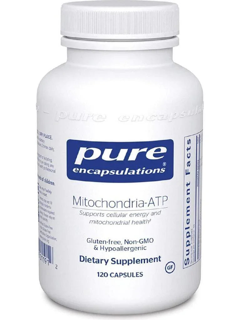 Pure Encapsulations Mitochondria-ATP dietary supplement bottle with 120 capsules