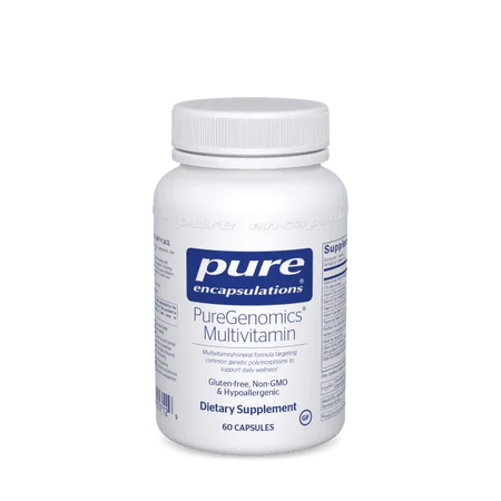 PureGenomics Multivitamin dietary supplement bottle, 60 capsules, gluten-free, Non-GMO