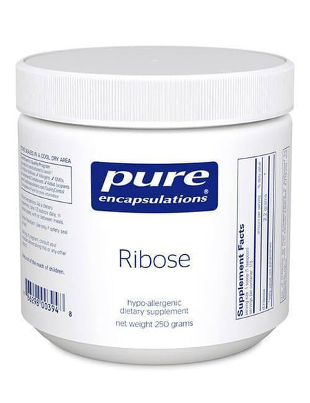 Pure Encapsulations Ribose powder dietary supplement container, 250 grams, front label view