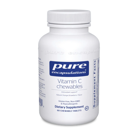 Pure Encapsulations Vitamin C chewables dietary supplement bottle, 60 tablets